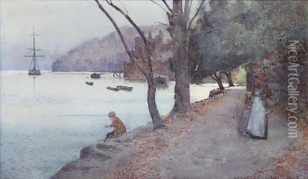 Figures By The Water's Edge, Conway Oil Painting - Carleton Grant