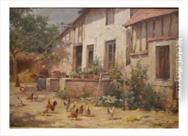 Basse-cour Oil Painting - Louis Emile Minet