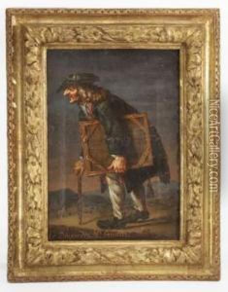 Portrait Charge De Nicolas Bolureau Oil Painting - Jean-Jacques Spoede