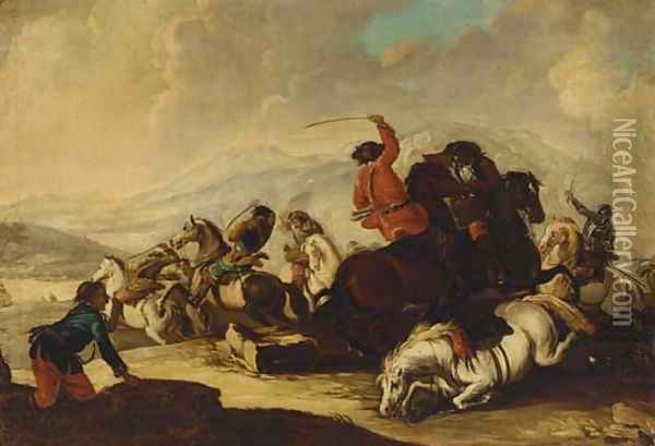 A cavalry skirmish Oil Painting - Francesco Simonini