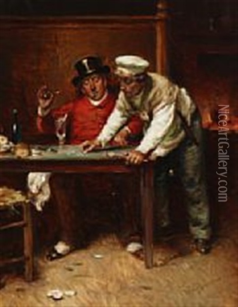 The Coachman Is Paying, Motif From A Parisian Restaurant Oil Painting - Vilhelm Rosenstand