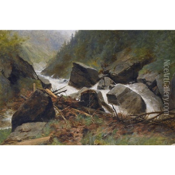 Wilder Gebirgsbach Oil Painting - Gustave Eugene Castan