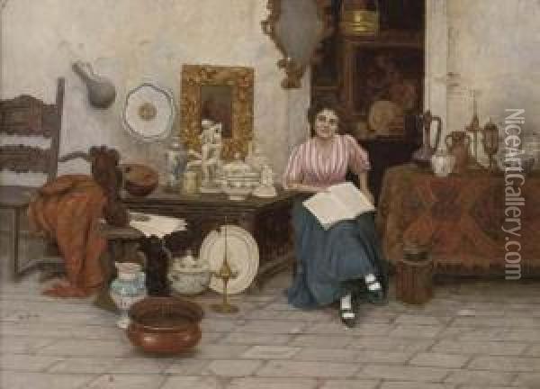 The Antiques Seller Oil Painting - Cesare Vianello
