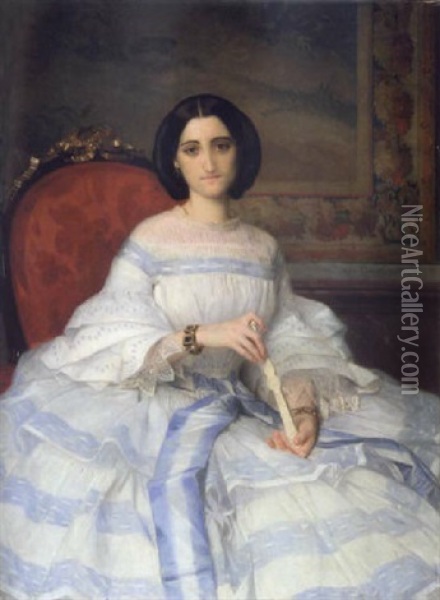 Portrait De La Vicomtesse Philippe D'adhemar Oil Painting - Alexandre Cabanel