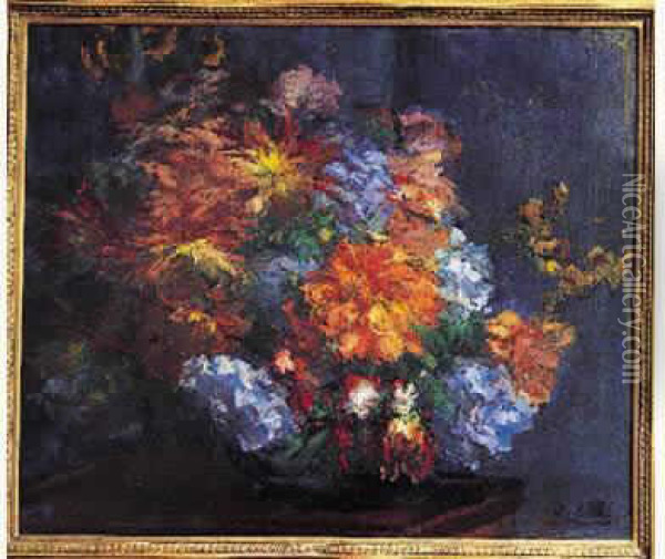 Vase De Fleurs Oil Painting - Jacques-Emile Blanche