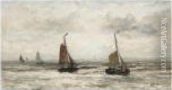The Arrival Of The Fishing Fleet Oil Painting - Hendrik Willem Mesdag