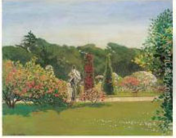 Elegante Au Jardin Oil Painting - Antoine-Guillaume Minartz