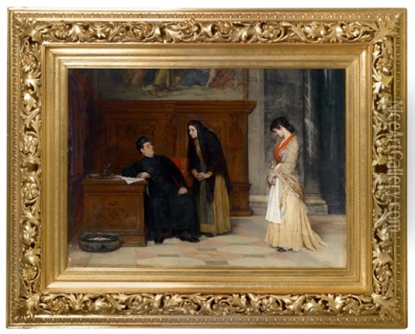 In Der Sakristei Oil Painting - Eugen von Blaas