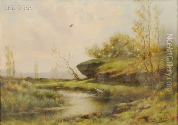 Landscape (2 Works) Oil Painting - Auguste Muri