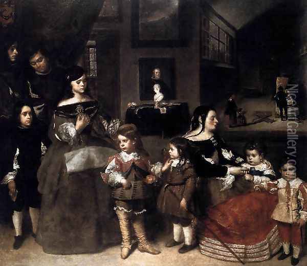 The Artist's Family 1659-60 Oil Painting - Juan Bautista Martinez del Mazo