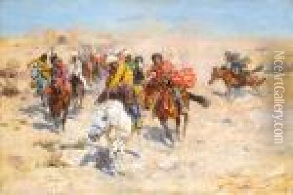 The Charge Before The Gates Of Khiva Oil Painting - Franz Roubaud