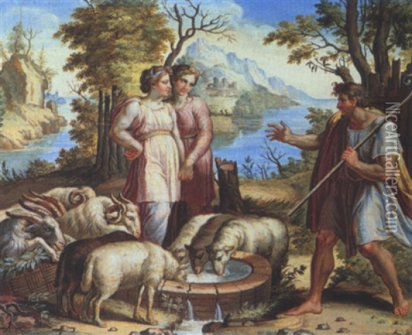 Jacob Und Rahel Am Brunnen Oil Painting - Joseph Anton Koch