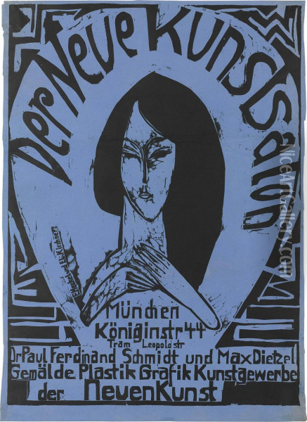And Erich Heckel Plakat 'der Neue Kunstsalon' Oil Painting - Ernst Ludwig Kirchner