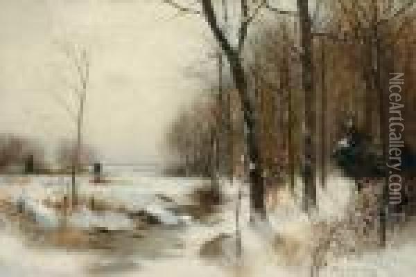 ''a Winter Morning'' Oil Painting - Bruce Crane