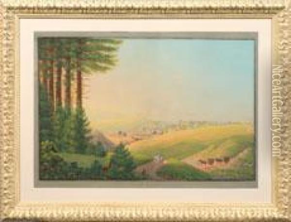 Seltene Vedute Von Clauthal Im Harz Oil Painting - Johann Heinrich Bleuler I