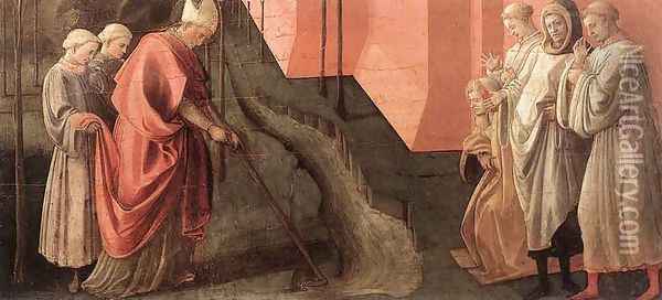 St Fredianus Diverts the River Serchio Oil Painting - Fra Filippo Lippi