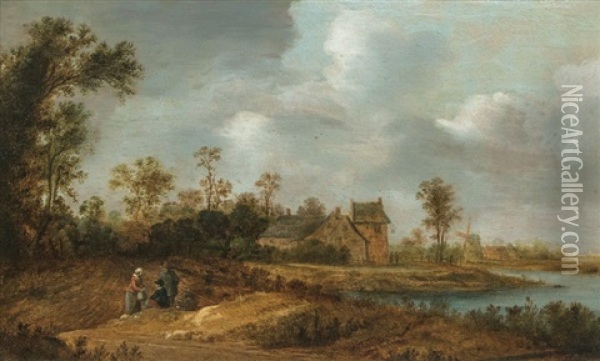 Landscape With Figures Resting On A Field Oil Painting - Reyer Claesz Suycker