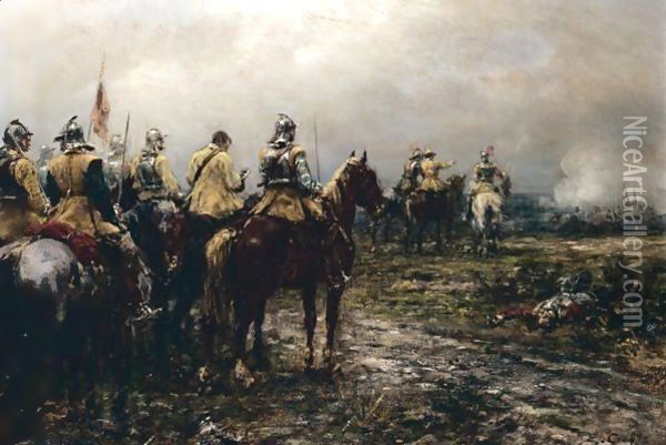 Edge Of The Battlefield Oil Painting - Ernest Crofts