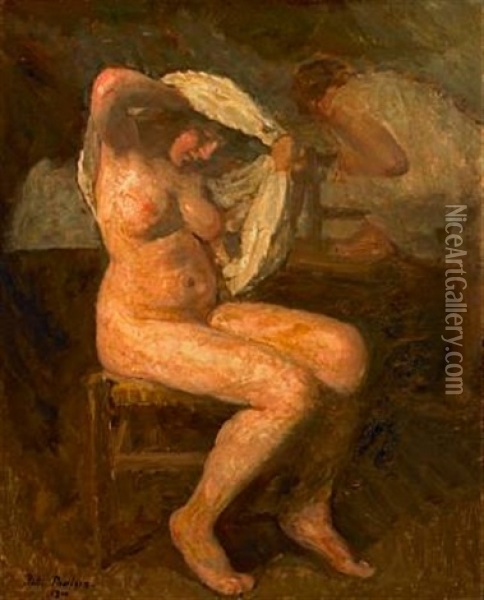 In The Bedroom, Interior With Two Women Oil Painting - Julius Paulsen