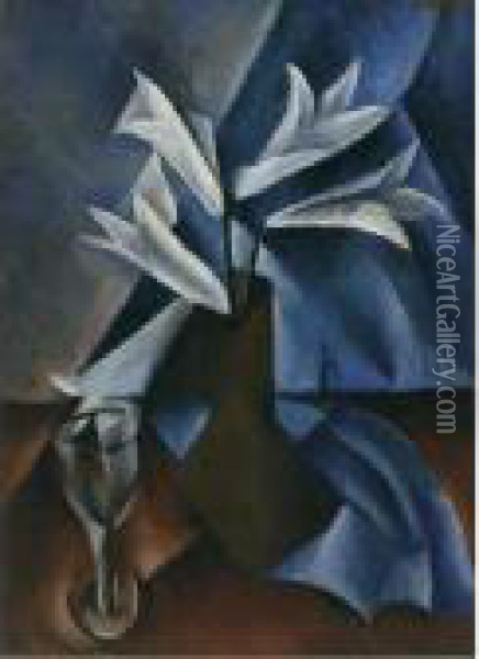 Still-life With White Lilies Oil Painting - Vera Rockline