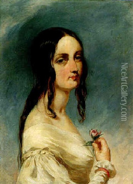 Portrait Of A Young Lady Oil Painting - Richard Dadd
