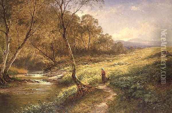 On the Lledr 1881 Oil Painting - Benjamin Williams Leader