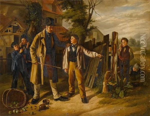 Caught In The Act Oil Painting - Charles Hunt