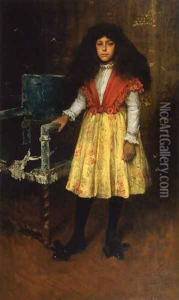Portrait of Erla Howell (aka Little Miss H.) Oil Painting - William Merritt Chase