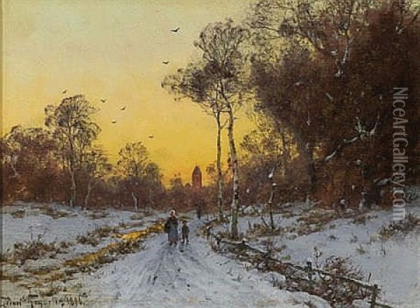 Winterlandschaft Im Abendrot Oil Painting - Heinrich Gogarten