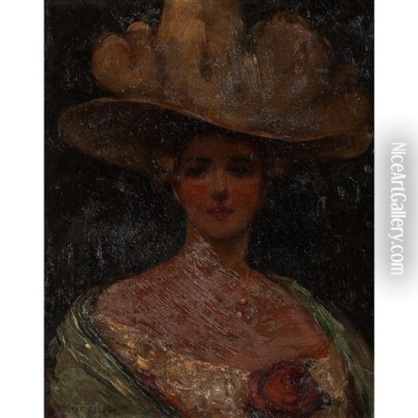 Portrait Of A Woman With Hat Oil Painting - Dixie Selden