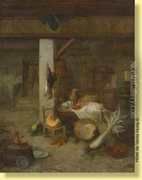 Le Garde-manger Oil Painting - Alexandre Jean Couder