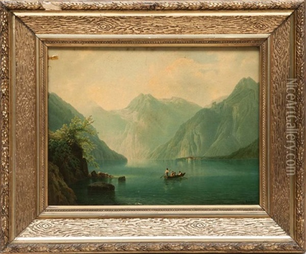 Ruderer Auf Dem Bergsee Oil Painting - Gustav Meissner