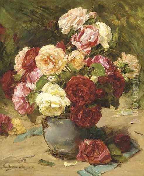 Summer roses in a vase Oil Painting - Georges Jeannin