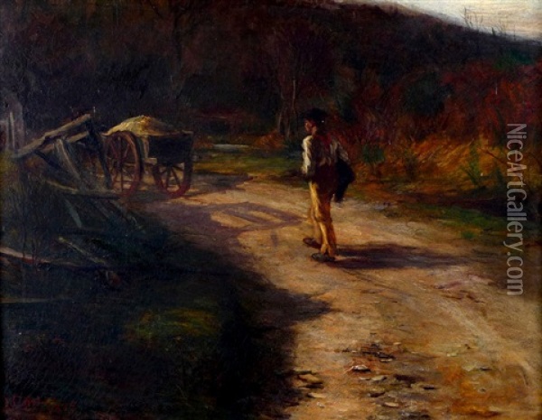 Soldier Behind A Wagon Oil Painting - James Campbell Noble