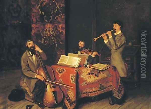 Valsch geblasen the amateur musicians Oil Painting - Betsy Repelius