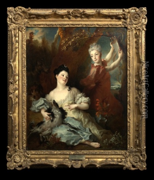 Portrait Of A Lady (marquise De Sourches?) Oil Painting - Nicolas de Largilliere