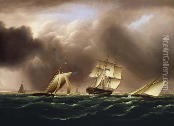 On The High Seas Oil Painting - James Buttersworth