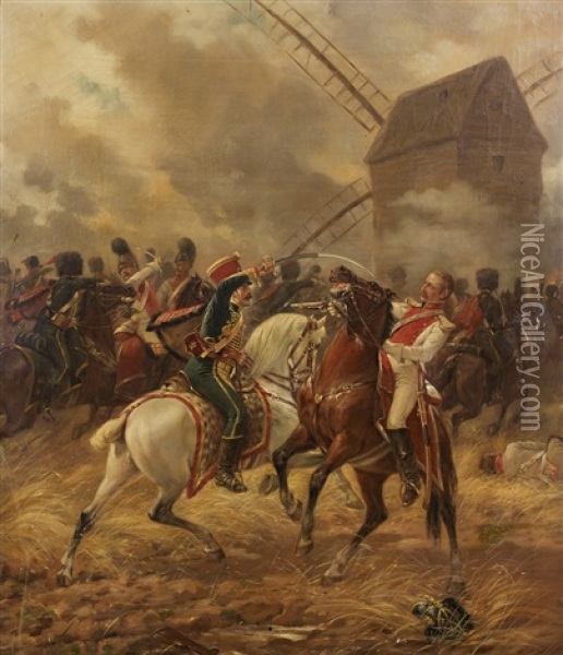 La Bataille De Valmy Oil Painting - Charles Louis Kratke