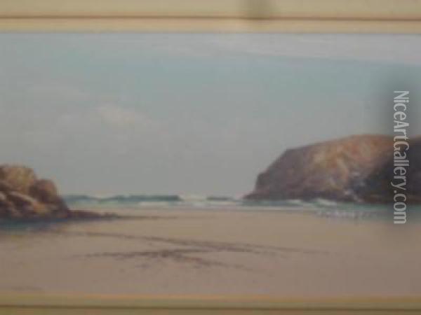 Beach Scene With Seagulls Oil Painting - Frederick John Widgery