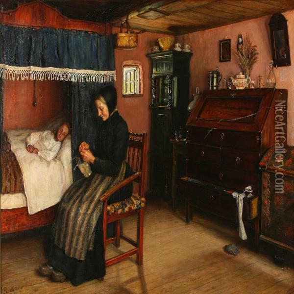 En Lille Patient Oil Painting - Holga Reinhard