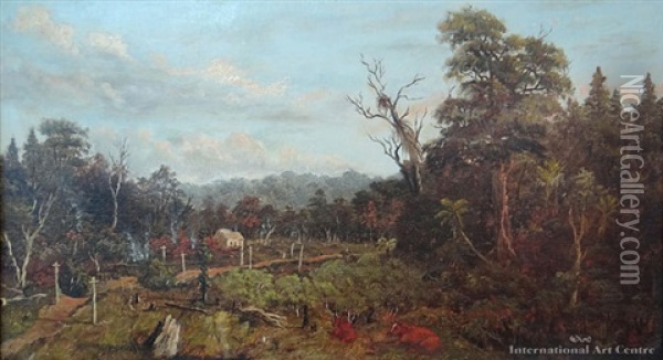 On The Old Mahurangi Road Near Puhoi Oil Painting - Albert Edward Aldis
