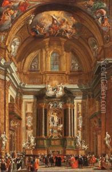 Capilla De San Ignacio De Loyola En La Iglesia Del Gesu En Roma Oil Painting - Giovanni Niccolo Servandoni
