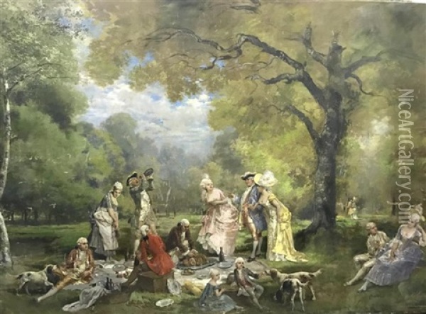 Pique-nique Galant Oil Painting - Theodore Levigne