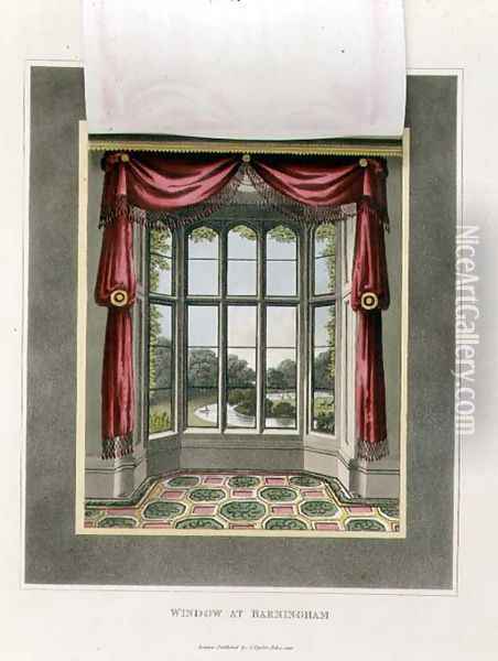 Window at Barningham After from Fragments on the Theory and Practice of Landscape Gardening, pub. 1816 Oil Painting - Humphry Repton