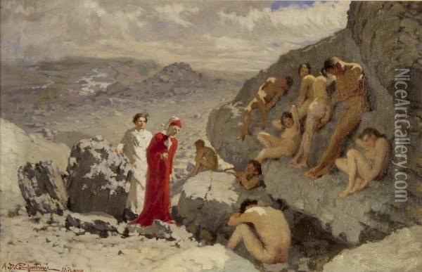 Dante In Der Wuste Oil Painting - Alcide Davide Campestrini