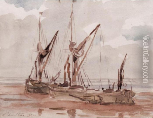 Thames Barges, Whitstable Oil Painting - Philip Wilson Steer