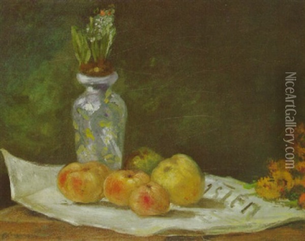 Jacinthe Et Pommes Sur Un Journal Oil Painting - Paul Gauguin