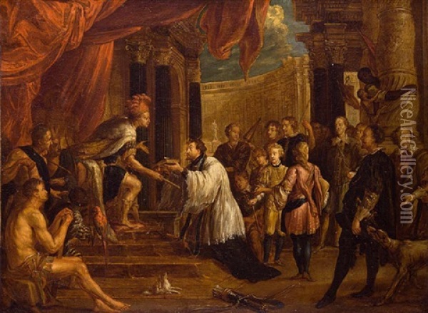 Die Audienz Des Hl. Rudolf Aquaviva Beim Grosmogul Akbar Oil Painting - Abraham van Diepenbeeck