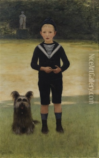 Portrait D'enfant En Costume Marin Oil Painting - Louis Maurice Boutet de Monvel