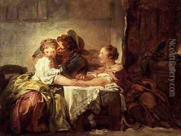 The Prize of a Kiss Oil Painting - Jean-Honore Fragonard